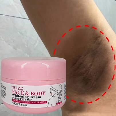  MELAO Whitening Cream, Face & Body Brightening Cream, Rapid Whitening & Moisturizing, Evens Skin Tone, Fades Spots, Infused With Plant Extracts, Suitable For All Skin Types, 100g/3.53oz