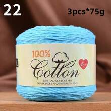3-Pack Premium 100% Cotton Yarn, Soft & Cozy, Suitable For Handmade Sweaters, Scarves, Hats, Jackets, Vests, Shawls, Cushions, Etc. 3 Skeins X 75g = 225g - 75g Cotton - View 23