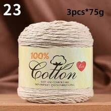 3-Pack Premium 100% Cotton Yarn, Soft & Cozy, Suitable For Handmade Sweaters, Scarves, Hats, Jackets, Vests, Shawls, Cushions, Etc. 3 Skeins X 75g = 225g - 75g Cotton - View 31