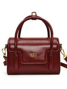 New Solid Color Fashion Letter Versatile Adjustable Strap Crossbody Bag, Classic Elegant For Dating, Outing, Shopping, Work Commute - Red - View 8