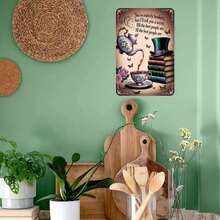 1PC 2D Flat Alice In Wonderland Tea Party Tin Sign Vintage  Metal Sign Print Aesthetic Room Decoration For Home Bedroom Kitchen Bar Dorm Bathroom Wall Decor 8 X 12 Inch Retro Art, Room Decor, Outdoor Wall Decoration Gift, High Quality Printing, Suitable For Farms, Cafes, Bars - Màu be - Xem 8