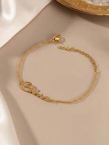 Custom-Made Laser-Cut Name Bracelets, Stainless Steel Name Bracelets, Exquisite, Simple And Bracelet Accessories, Jewelry Gifts, Personalized Jewelry, Suitable For Everyday Wear, Holidays, Parties, Birthday Gifts. - Multicolor - View 4