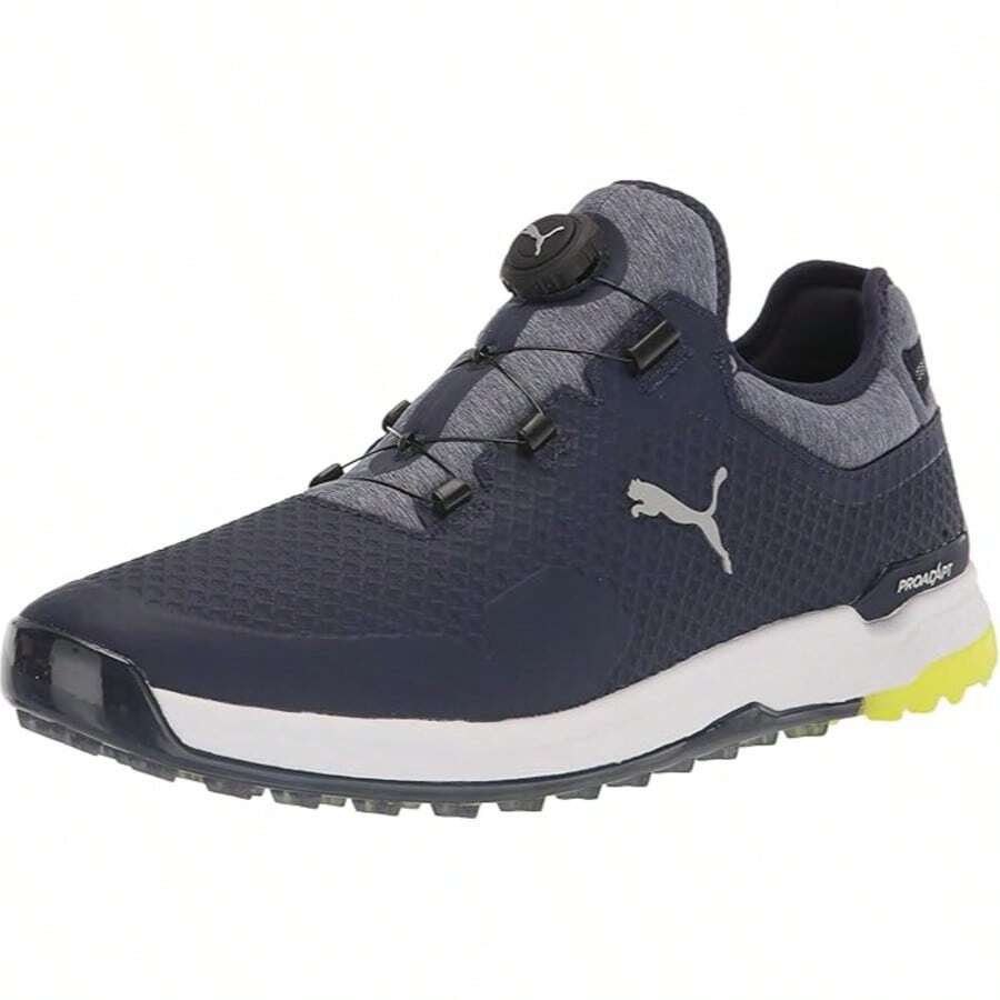 Puma Proadapt Alphacat Disc Men's Golf Shoes Spikeless - 海軍藍/螢光黃 - 查看 1