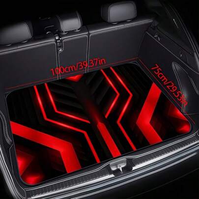 1件装时尚多色几何图案汽车后备箱垫，个性化图案设计，适用于轿车和SUV，易于清洁，四季皆宜，保持汽车后备箱整洁，汽车爱好者必备。