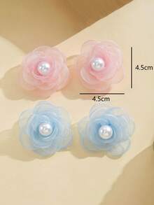 1对女士时尚简约清新风格山茶花耳环，适合日常佩戴和聚会场合 - 彩色 - 查看 7
