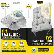 SUNROX - Almohadillas antideslizantes de espuma viscoelástica para silla mecedora almohadillas acolchadas y tuftadas gruesas y duraderas resistentes a la decoloración juego de almohadillas para - Gris jaspeado - Ver 2