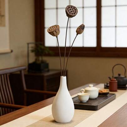 Nordic White Ceramic Flower Vase | Zen Style Living Room, Tea Room, Entrance Decor | Dried Flower, Fresh Flower Holder, Home Decor | Holiday Gift, Living Room Decoration