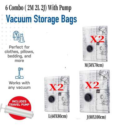 6pcs Thick Vacuum Compression Bags Set With Hand Pump, Transparent Quilt Vacuum Bags, Storage Bags, Household Clothes Storage And Organization Bags - Vacuum Compression Bags, Vacuum Storage Bags, Vacuum Suction Bags, Vacuum Storage Bags - Moisture-Proof, Mildew-Proof, Dust-Proof Compression Bags, Space-Saving Storage Bags - Thick Vacuum Compression Bags