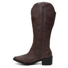 Women's High-Top Western Embroidered Boot, Caramel Country Style, Side Zipper, Holiday Style - Coffee Brown - View 2
