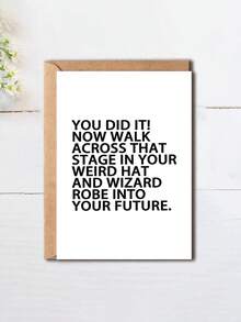 1pc Funny Graduation Card With Envelope - "You Did It! Weird Hat & Robe" Perfect Graduation Gift For Him & Her, Ideal For High & College Grads, Blank Inner Page - A - View 2