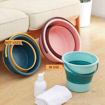 1 chiếc xô gấp gọn di động, màu ngẫu nhiên, xô ngâm chân, xô nhựa tròn đa năng, xô tiện dụng ngoài trời dùng khi câu cá, cắm trại, du lịch và gia đình (màu ngẫu nhiên)