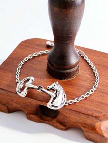 1pc Retro Western Cowboy Style Metal Alloy Horse Bit Pendant Necklace Or Bracelet, Versatile 2026 New Collection, Suitable For Spring Outings, Parties And Celebrations, A Great Gift Choice That Will Earn Compliments - Bracelet - View 3