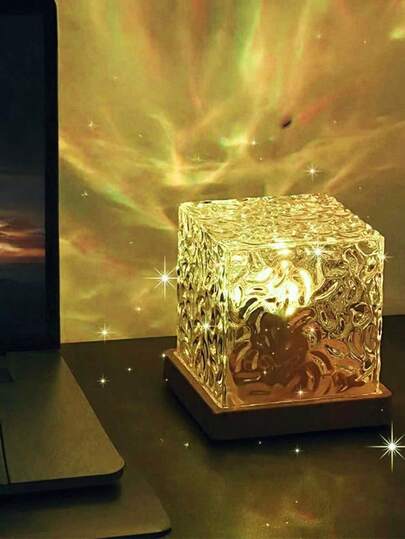 1个水波纹北极光投影灯，触摸和遥控双模式，16种灯光颜色，营造浪漫温馨的氛围，RGB氛围灯，适用于节日、派对、家居装饰、圣诞礼物