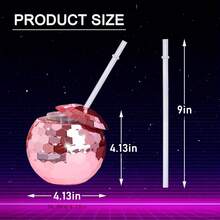 1pc/5pcs Creative Glitter Ball Cup, Single Layer Spherical Straw Cup, Party Disco Fashion Plastic Cup, Suitable For Parties And Holidays - Multicolor - View 6