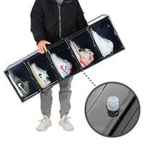 Caja De Almacenamiento De Zapatos XL Lateral Abatible Paquete De 8 Contenedores Exhibición De Zapatillas De Plástico Transparente Apilable - PAQUETE DE 8 NEGROS - Ver 3