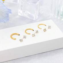 3Pcs 14k Gold Filled Horseshoe Nose Rings Studs, 20G 18G 16G 316L Stainless Steel Threaded Labret Lip Daith Helix Tragus Cartilage Earrings Piercing Jewelry With 8mm Gold - Độ dày 20 gauge (0,8mm) - 8mm + Mạ vàng 14K - Xem 7