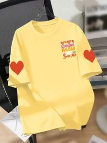 Girls' Casual Cute Colorful Letter Print Slogan & Floral Graphic Round Neck Short Sleeve T-Shirt, New Summer Top For Teenage Girls - Yellow - View 6