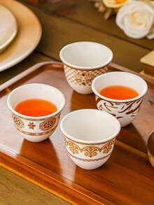 6pcs Ceramic Moonlight Cup Set, Luxury Turkish Style Red Tea Cup & Wine Glass With Gold Rim, Exotic Romantic Afternoon Tea Set, High-Quality Elegant Cups With Aesthetic And Practical Value - Multicolor - View 4