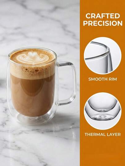 1pc Double-Layer Glass Cup, Mug, Heat-Resistant Simple Water Cup For Home Use, High Borosilicate Glass