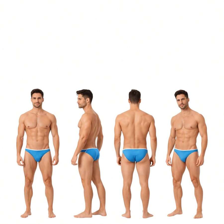 Men's Slim Swim Trunks 3cm Side Slip Bold Modern Diandrher Summer - Turquoise - View 1
