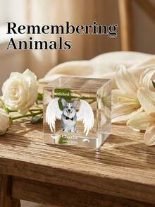 Custom Pet Angel Wings Crystal Memorial Ornament,Personalized Photo Name Pet Memorial Cube,Pet Loss Memorial Crystal Tile,Customizable Pet Memorial Plaque, Crystal Material,Angel Wings Design,Personalized Name Photo Custom,Pet Owners,Pet Lovers,Gift Buyers,Pet Supplies Lovers,Home Decor Lovers,Pet Memorial Service,Pet Funeral Arrangement,Home Display,Gift Gifting,Pet Memory,Memorial Ceremony,Daily Display,Holiday Mourning,Pet Grave Decoration,Pet Memorial Day,Pet Memorial Day - White - View 2