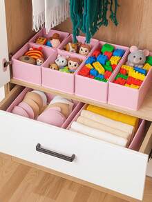 Underwear Storage Box, Pink Fabric Storage, Drawer Storage Box, Vanity Drawer Storage Box, Bedroom Clothing Storage Box, Suitable For Dresses, Pants, Shoes, Jeans, Boots, Skirts, Bedroom, Home Storage, Room Decor - Pink - View 10