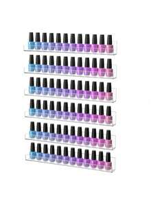 15英寸6层透明亚克力指甲油架，可容纳66-90瓶，多用途亚克力悬浮式收纳架 - 無色 - 查看 2