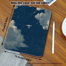 1件PU皮革保护套，带支架、笔槽、飞机云纹图案、720度旋转支架、自动休眠/唤醒功能，兼容荣耀、Matepad、苹果等型号 - 彩色 - 查看 3