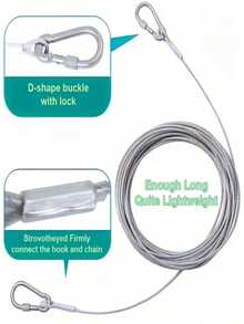 5m/10m/20m Cable de acero, adecuado para gatos pequeños, también se puede usar como cuerda para tender la ropa, decoración de fiestas, camping, cuerda para exteriores de baño - Plateado - Ver 4