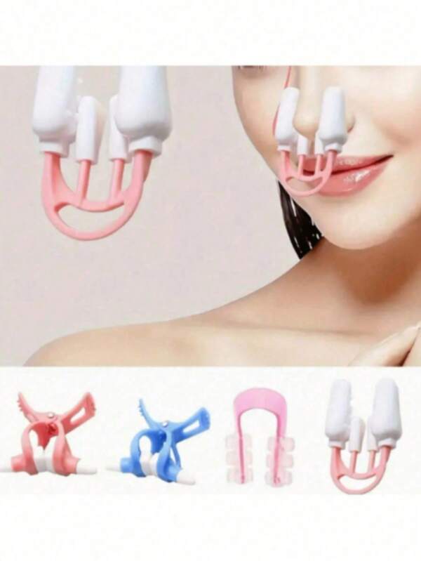 1pc Silicone Nose Clip - Non-Invasive Nose Shaping Corrector For Contouring And Reshaping, Gentle Molding Tool With Soft Comfortable Clip, Odorless And Skin-Friendly Beige, 4 Colors (White/Pink/Blue/Red) Suitable For Men And Women, Nose Shaping Tool | Nose Clip | Skin-Friendly Material