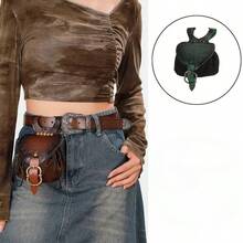 1 chiếc túi đeo hông bằng da PU kiểu Viking thời Trung cổ, họa tiết lá cây, có dây rút, thích hợp cho cosplay, trò chơi nhập vai, hội chợ thời Phục Hưng, trang phục Halloween và trang phục retro hàng ngày. - A - Xem 4
