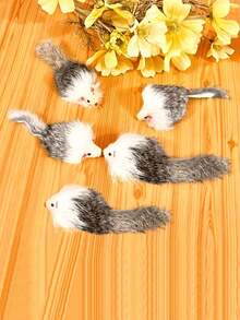 4 piezas Juguetes para Mascotas Gatos - Piel de Conejo, Ratones de Plástico en 2 Colores, Ratones de Peluche - Juguetes Interactivos de Juego y Ejercicio para Gatos de Interior - Multicolor - Ver 11