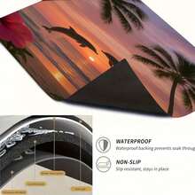 1pc Blue Bowknot Pattern Silicone Mat, Warm Family Atmosphere, Silica Gel, Anti-Slip, Suitable For Washing Machine Cover, Dryer Cover, Coffee Machine Mat, Kitchen Counter Mat, Multi-Purpose Household Mat - Blue and White Ribbon Letter Paper - View 9