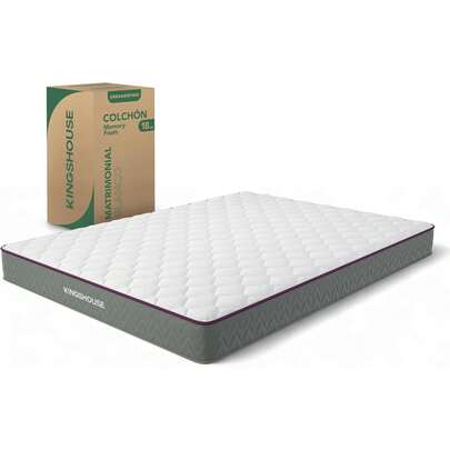 Kingshouse Colchón Matrimonial en Caja 18 cm DREAMERTWO de Espuma de Alta Densidad, Memory Foam, Firmeza Media, Hipoalergénico, Transpirable y Ergonómico con Soporte Estable
