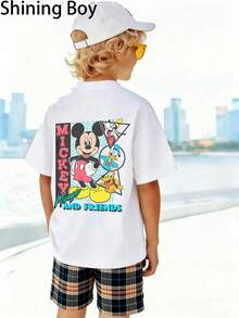 Disney Mickey Mouse Family, Themed Cartoon Print, Casual And Simple Short Sleeved T-Shirt, Suitable For Wearing In Spring And Summer Seasons, Suitable For Both Boys And Girls. Festival Gift - White - View 3