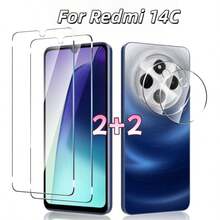 4件/包，適用於 Redmi Note 13 Pro+/14 Pro/14 Pro 4G/14 Pro 5G/14 Pro+/15 4G/15 5G/15 Pro 4G/15 Pro 5G/15 Pro+/14 4G/14 5G/15 Pro/15 Pro+/13C/14C/15C/A5/15/A7 Pro，2片高清鋼化玻璃螢幕保護貼 + 2片高清透明鋼化玻璃鏡頭保護貼，全覆蓋鋼化玻璃螢幕保護貼，含高清邊膠 - 無色 - 查看 10