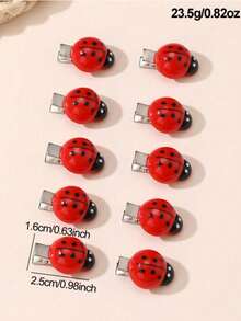 10/20 piezas Conjunto de pasadores de pelo con mariquitas de colores, adecuado para decoración diaria - Multicolor - Ver 8
