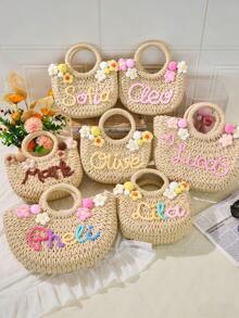 Personalised Hand Bag,Little Girls Bag Perainalised,Personalised Kids Handbag,Gifts For Girls,Customized Bridesmaid Gifts,Personalized Bag - Multicolor - View 2