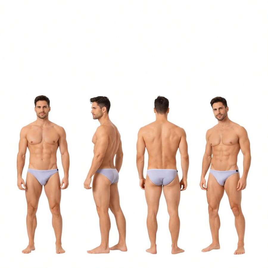 Men's Slim Swim Trunks 3cm Side Slip Bold Modern Diandrher Summer - White - View 1