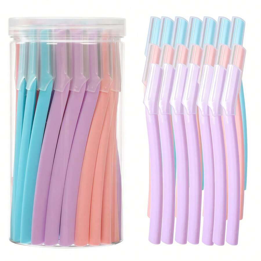 3/12/24pcs Eyebrow Trimmer Knives Portable Face Razor Hair Remover Eye Brow Epilation Hair Removal Cutter Shaver Blades Makeup Tools - Multicolor - View 1