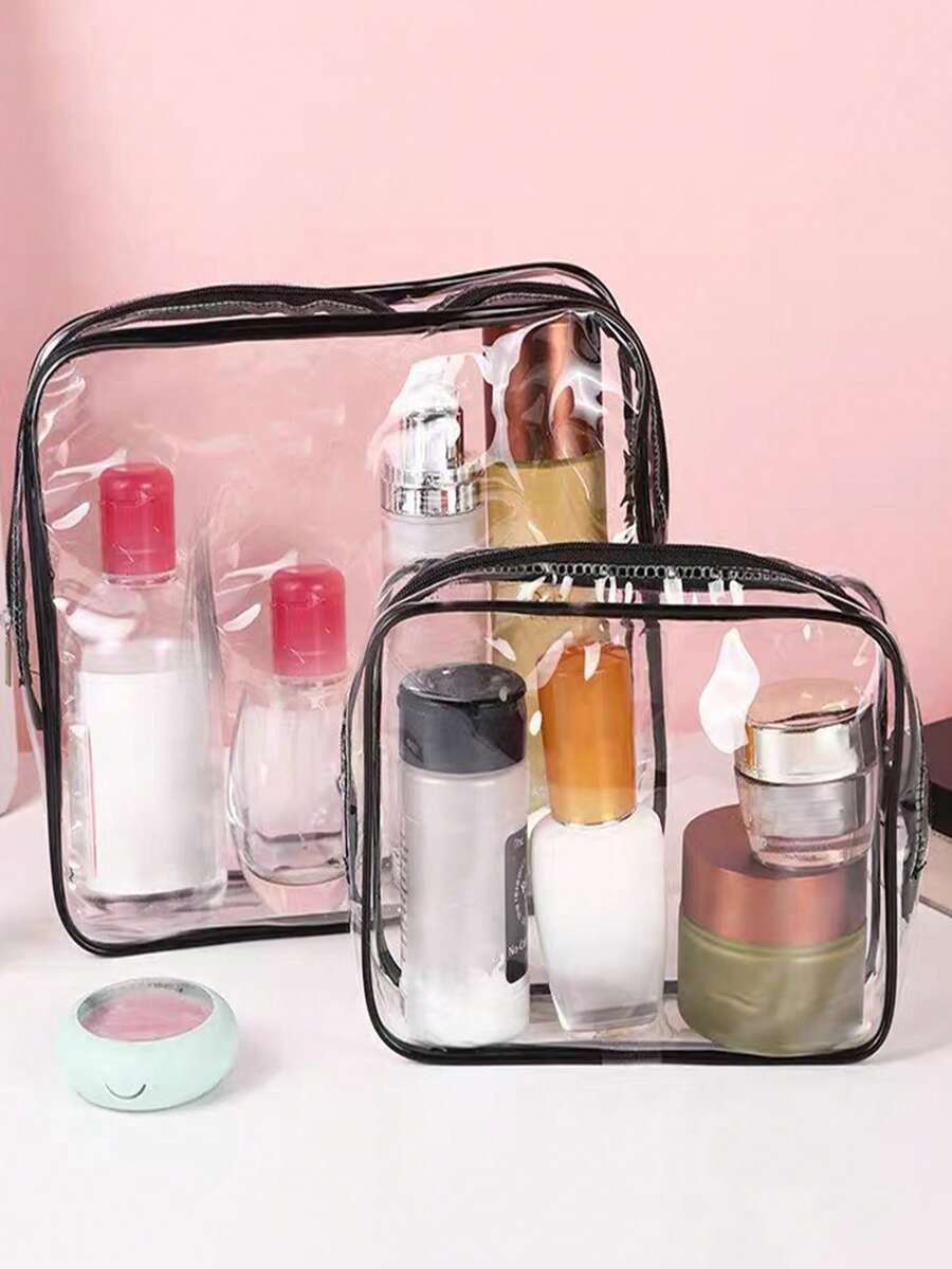 Túi đựng mỹ phẩm du lịch cỡ lớn dành cho nữ, có khóa kéo - Túi trang điểm và đồ dùng vệ sinh cá nhân chất lượng cao, chất liệu PVC nhẹ, thiết kế khóa kéo dễ vệ sinh, phù hợp cho phòng tập thể dục, kỳ nghỉ, đi làm, thiết kế tối giản thời trang, vật dụng làm đẹp thiết yếu. - Trong sáng - Xem 1