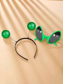 2件套男女通用外星人头箍和眼镜，外星人彩虹时尚眼镜，天线头箍，化妆派对角色扮演配饰，适合角色扮演、万圣节搭配和节日派对用品 - 查看 8