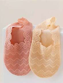 Women's Summer Lace Non-Slip Invisible Socks Fashion Cool Breathable Mesh Comfy Low Cut Boat Socks - Multicolor - View 3