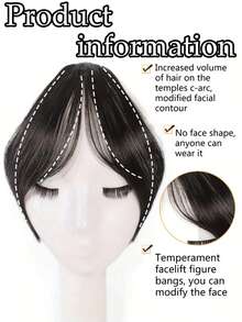 1pc Synthetic Hair Middle Part Bangs Hairpiece, Natural Seamless French Side Bangs - Multicolor - View 5