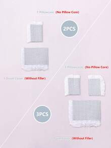 舒适2/3件套花卉蕾丝边纯色格子柔软床上用品组合。套装包含：1件花卉蕾丝被套 + 1/2件花卉蕾丝枕套（不含被芯和枕芯），隐形拉链，4个角带系带。适用于卧室、宿舍、旅行酒店，四季皆宜。 - 淺藍色 - 查看 3