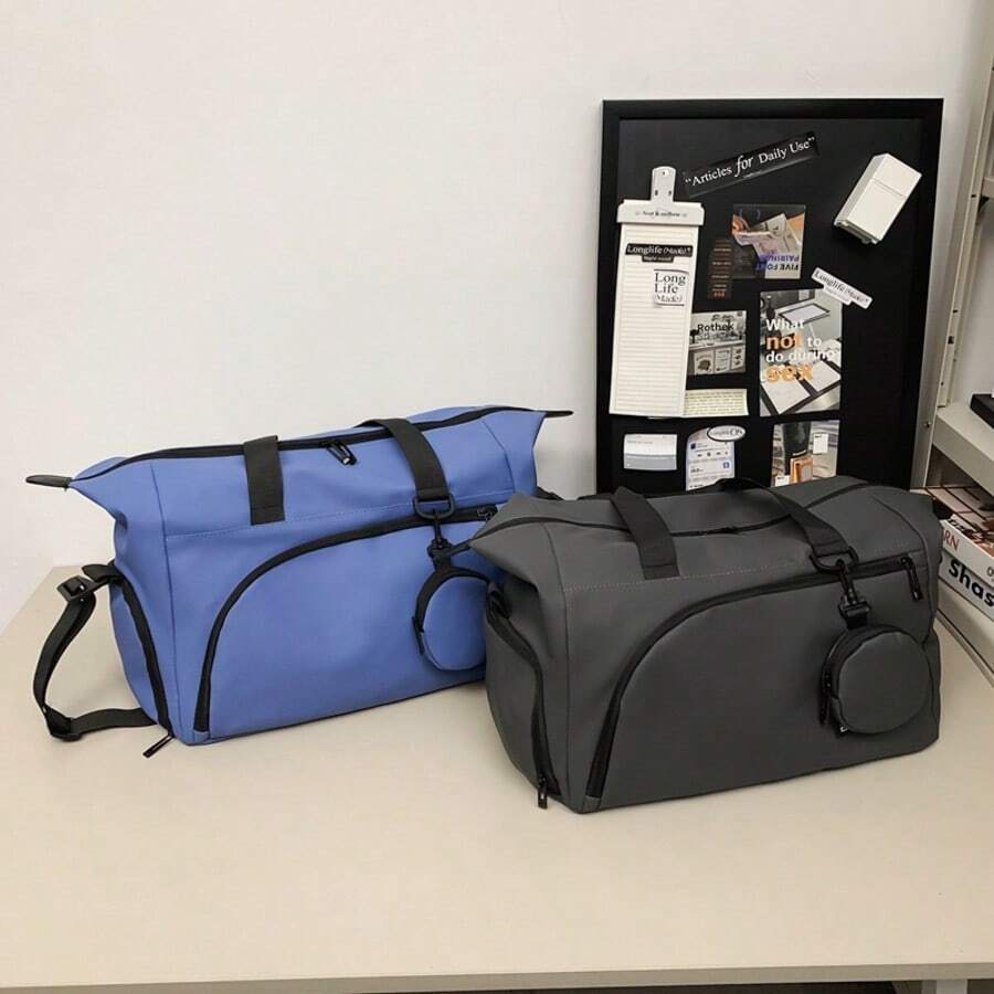 防水尼龙手提包，带可拆卸零钱包，大容量旅行手提包，多口袋设计，多功能女士单肩包，健身通勤手提包 - 彩色 - 查看 1