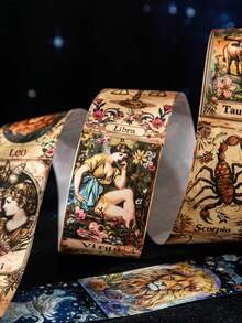 1卷星空共鸣系列复古十二星座剪贴簿和纸胶带，跨境文具用品 - 多色 - 查看 7