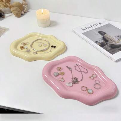 1pc Asymmetric Minimalist Jewelry Tray, Cute Cloud Shaped Single-Layer Luxury Jewelry & Perfume Display Stand, Fashionable Home/Office Key Storage, Ideal Christmas, Thanksgiving, New Year, Valentine's Day Gift To Add Stylish Aesthetics To Your Space