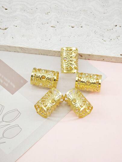 5pcs Alloy Hollow Mesh Shape Hair Ring For Dreadlock Vintage Hairpin For Women Girl Hair Accessories Loc Hair Jewelry For Braids
