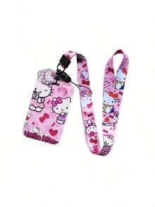 2pcs Set, Lanyard + Card Holder [Licensed] Hello Kitty Campus Photo Clip, Student Stationery Card, Woven Strap Bus Card, Storage Box Keychain, Student Cartoon Protective Case, Transit Card, Couple Transparent Long Lanyard Pendant - Multicolor - View 10